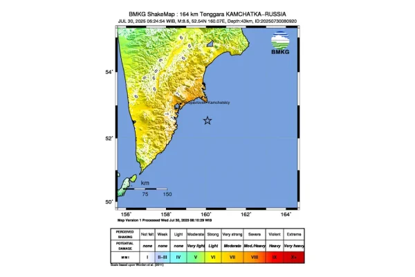 Gempa M 8,7 Di Rusia Potensi Tsunami Mengancam Indonesia